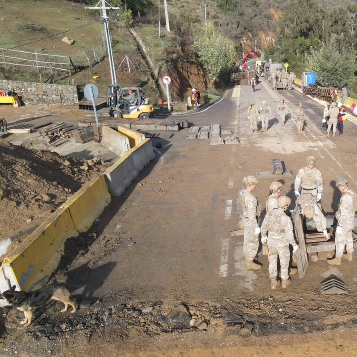 Tiene 42 metros y aguanta 10 toneladas: Ejército inicia instalación de puente mecano para recuperar conectividad en la Ruta E-462
