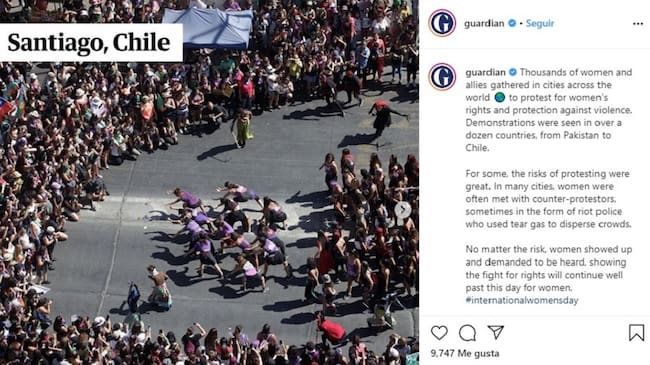 The Guardian se refiere a las marchas del 8M en todo el mundo