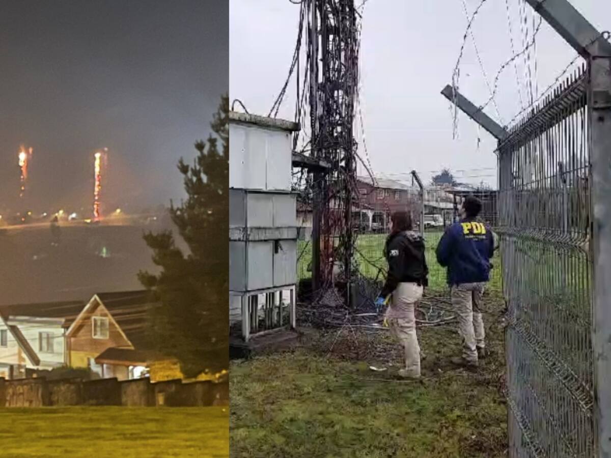 Atentado incendiario en Temuco: sujetos rompen reja perimetral y queman dos antenas telefónicas