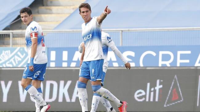 8 de Mayo del 2021/SANTIAGODiego Valencia(c) anota y celebra su segundo gol y el 3 a 0 de Universidad Catolica ,durante el partido valido por la séptima fecha del Campeonato Nacional AFP PlanVital 2021, entre Universidad Catolica vs Union La Calera, disputado en el Estadio San Carlos de Apoquindo.
FOTO:FRANCISCO LONGA/AGENCIAUNO