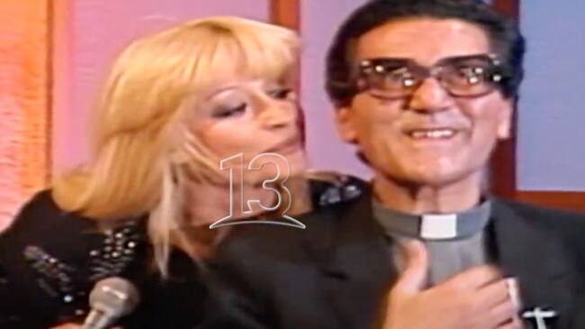 Raffaella Carrá en Chile junto al cura Hasbún