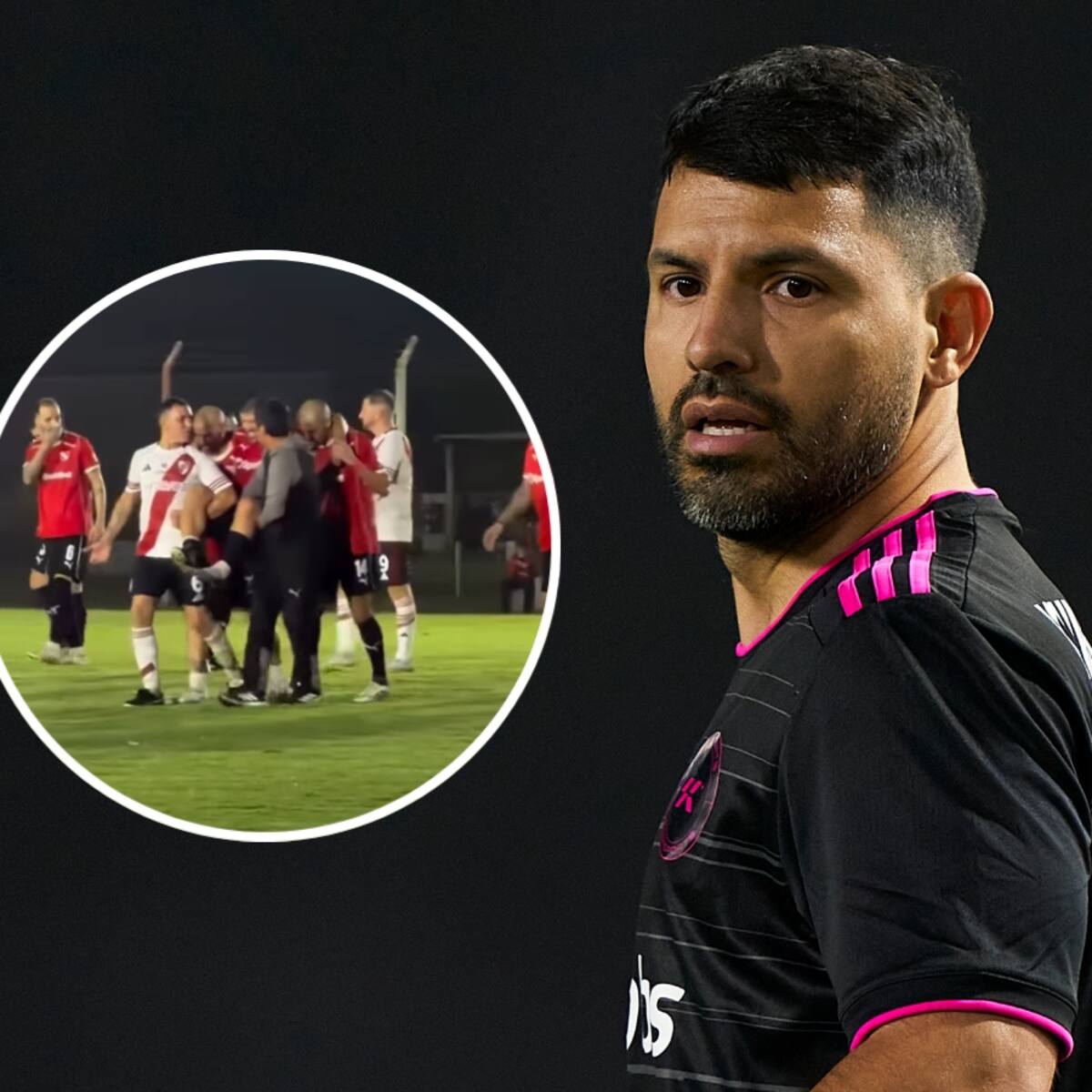 Impactantes imagenes: “Kun” Aguero es sacado en andas de la cancha tras lesionarse en un partido de veteranos