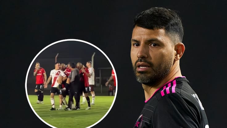 Impactantes imagenes: “Kun” Aguero es sacado en andas de la cancha tras lesionarse en un partido de veteranos