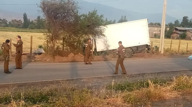 El camión a un costado de la Ruta 5 Norte. / ADN.cl