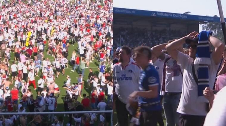 No lo podían creer: hinchas del Hamburgo invaden la cancha y celebran un ascenso que al final no se dio