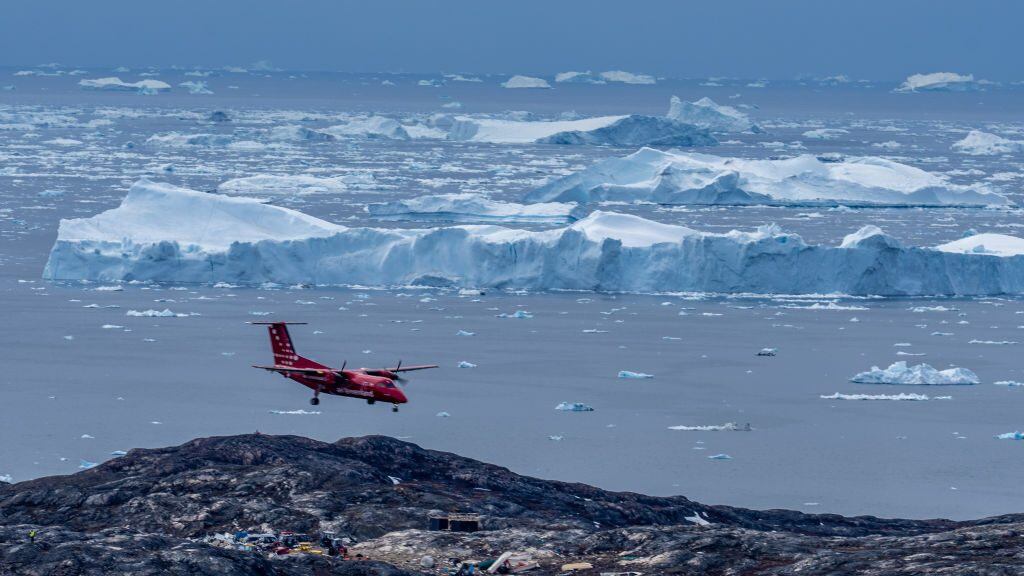 Icebergs near Ilulissat, Greenland. Climate change is having a profound effect in Greenland with glaciers and the Greenland ice cap retreating. (Photo by Ulrik Pedersen/NurPhoto via Getty Images)