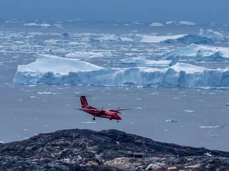 Icebergs near Ilulissat, Greenland. Climate change is having a profound effect in Greenland with glaciers and the Greenland ice cap retreating. (Photo by Ulrik Pedersen/NurPhoto via Getty Images)