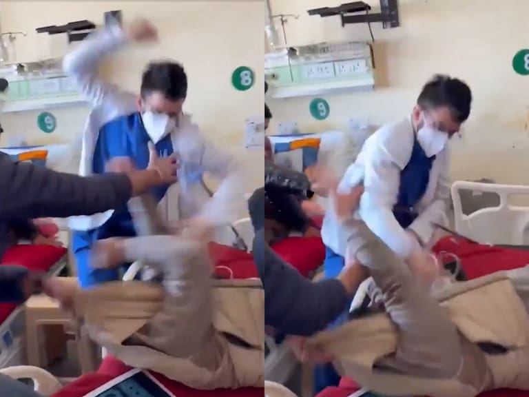 Minuto de furia en hospital: médico es grabado golpeando brutalmente a un paciente en una camilla
