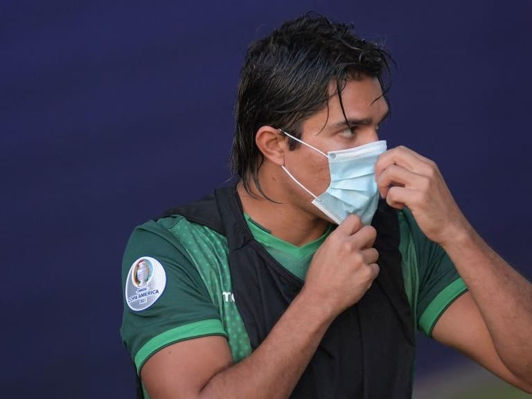 Bolivia's Marcelo Martins is pictured on the stands before the Conmebol Copa America 2021 football tournament group phase match against Uruguay at the Arena Pantanal Stadium in Cuiaba, Brazil, on June 24, 2021. (Photo by DOUGLAS MAGNO / AFP) (Photo by DOUGLAS MAGNO/AFP via Getty Images)