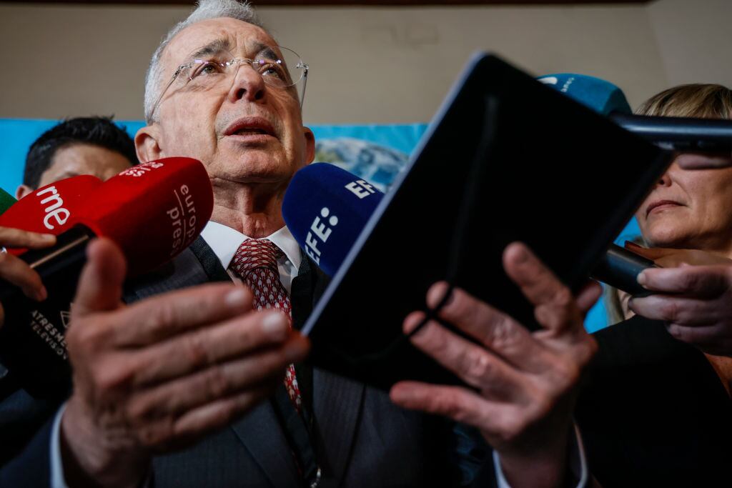 El expresidente de Colombia Alvaro Uribe en un evento en España