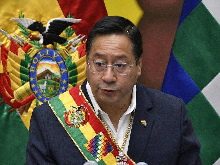 Bolivian President Luis Arce delivers a speech during the celebration of the Plurinational State of Bolivia, at the Casa Grande del Pueblo government palace in La Paz, on January 22, 2022. (Photo by AIZAR RALDES / AFP) (Photo by AIZAR RALDES/AFP via Getty Images)