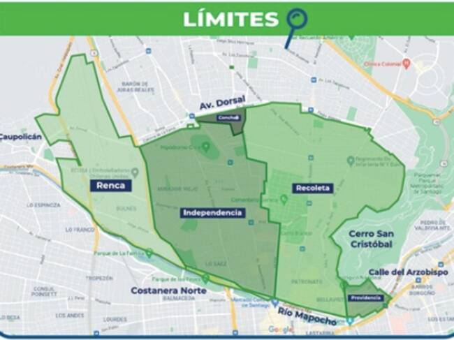 Límites del corte de suministro. Fuente: Aguas Andinas
