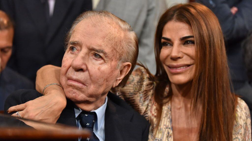 BUENOS AIRES, ARGENTINA - DECEMBER 10: Former President Carlos Menem and Zulemita Menem during the Presidential Inauguration Ceremony at National Congress on December 10, 2019 in Buenos Aires, Argentina. (Photo by Amilcar Orfali/Getty Images)