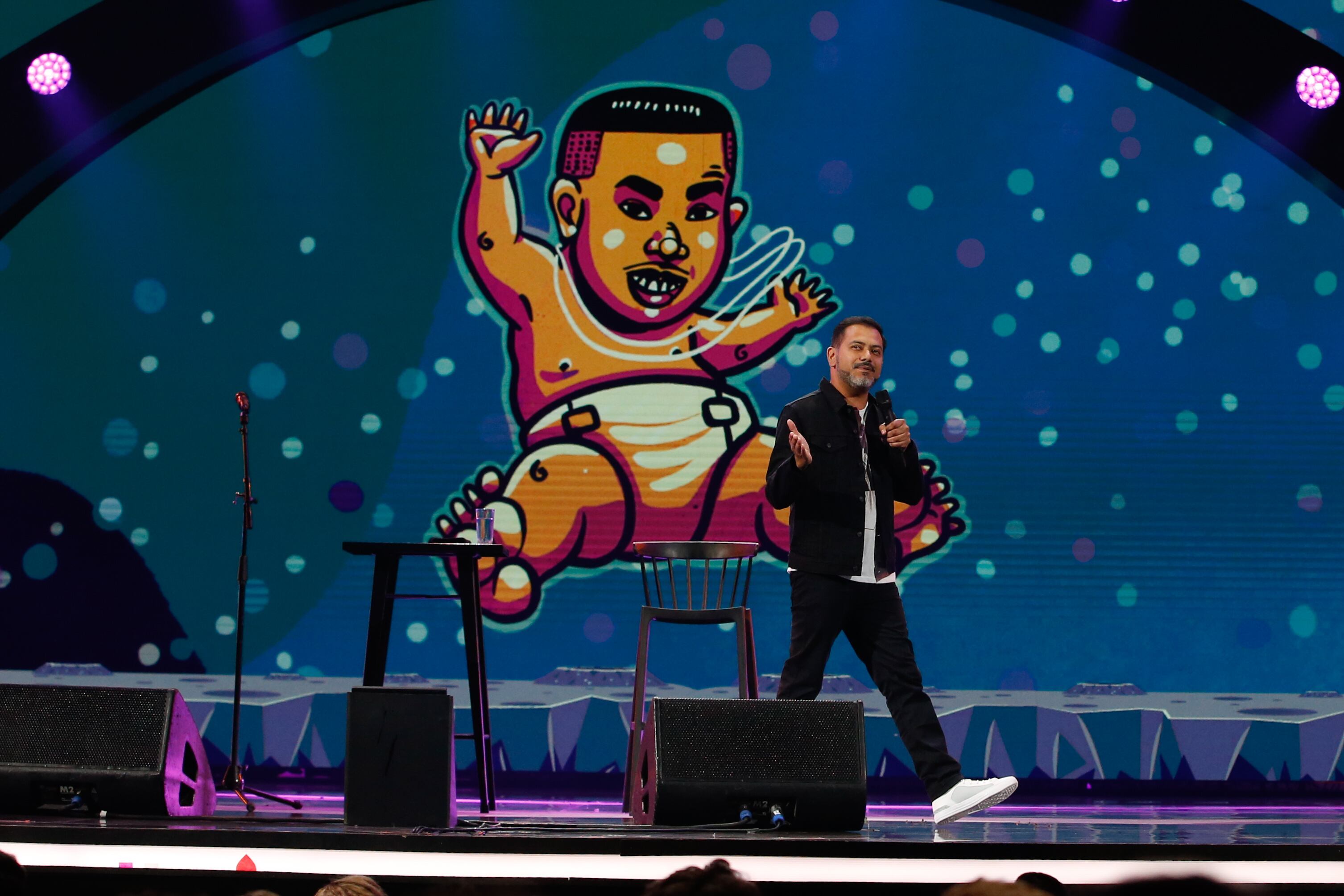 29 de Febrero del 2020/Viña del MarEl comediante Pedro Ruminot ,durante la sexta noche del Festival de Viña del Mar 2020 realizado en la Quinta Vergara.
FOTO: FRANCISCO LONGA/AGENCIAUNO