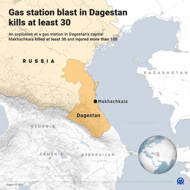 Infografía de la explosión de una estación de gasolina en Dagestan de Rusia