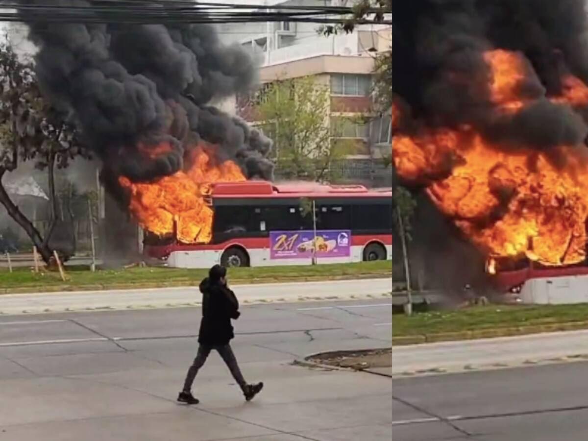 Ataque incendiario en Santiago: sujetos queman bus del transporte público en Ñuñoa