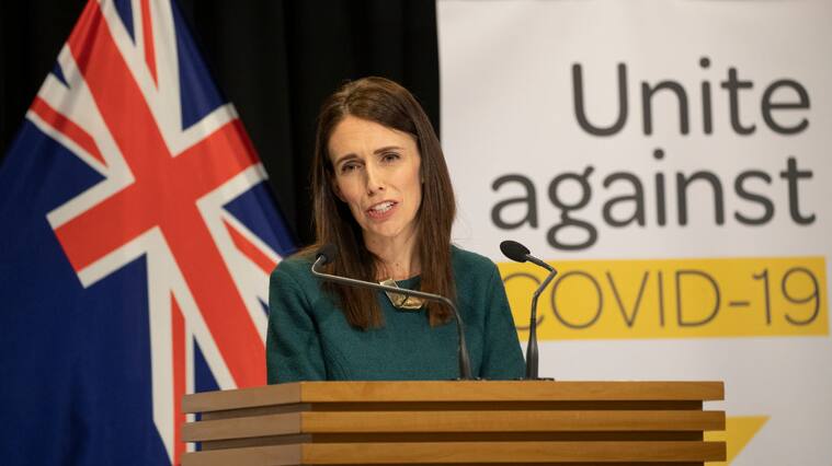 WELLINGTON, NEW ZEALAND - APRIL 06: Prime Minister Jacinda Ardern speaks during her post-Cabinet media update at Parliament on April 6, 2020 in Wellington, New Zealand. New Zealand has been in lockdown since Thursday 26 March following tough restrictions imposed by the government to stop the spread of COVID-19 across the country. A State of National Emergency is in place along with an Epidemic Notice to help ensure the continuity of essential Government business. Under the COVID-19 Alert Level Four measures, all non-essential businesses are closed, including bars, restaurants, cinemas and playgrounds. Schools are closed and all indoor and outdoor events are banned. Essential services will remain open, including supermarkets and pharmacies. Lockdown measures are expected to remain in place for around four weeks, with Prime Minister Jacinda Ardern warning there will be zero tolerance for people ignoring the restrictions, with police able to enforce them if required. (Photo by Mark Mitchell - Pool/Getty Images)