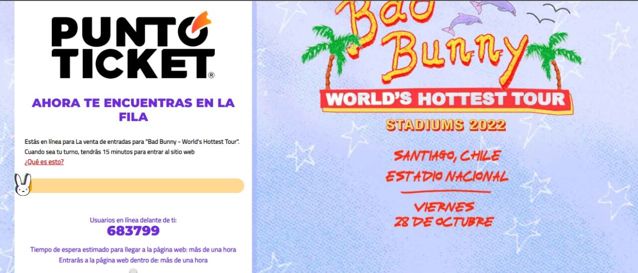 Más de 680 mil usuarios en fila: Fans de Bad Bunny esperan por sus entradas