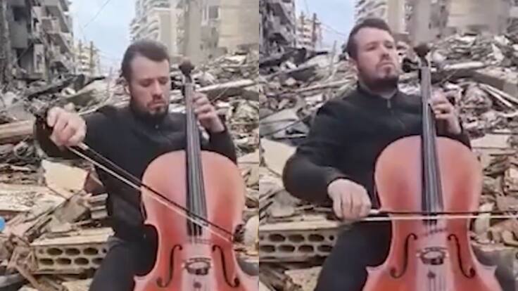 Entre los escombros de la guerra en Medio Oriente, hombre conmueve al mundo tocando violonchelo en Beirut