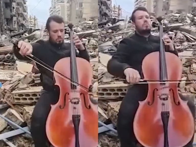 Entre los escombros de la guerra en Medio Oriente, hombre conmueve al mundo tocando violonchelo en Beirut
