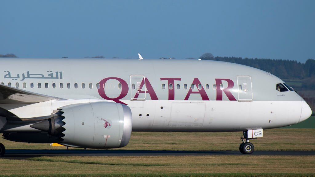 CARDIFF, UNITED KINGDOM - JANUARY 18: A Quatar airways Boeing 787-8 Dreamliner plane at Cardiff Airport on January 18, 2020 in Cardiff, United Kingdom. (Photo by Matthew Horwood/Getty Images)