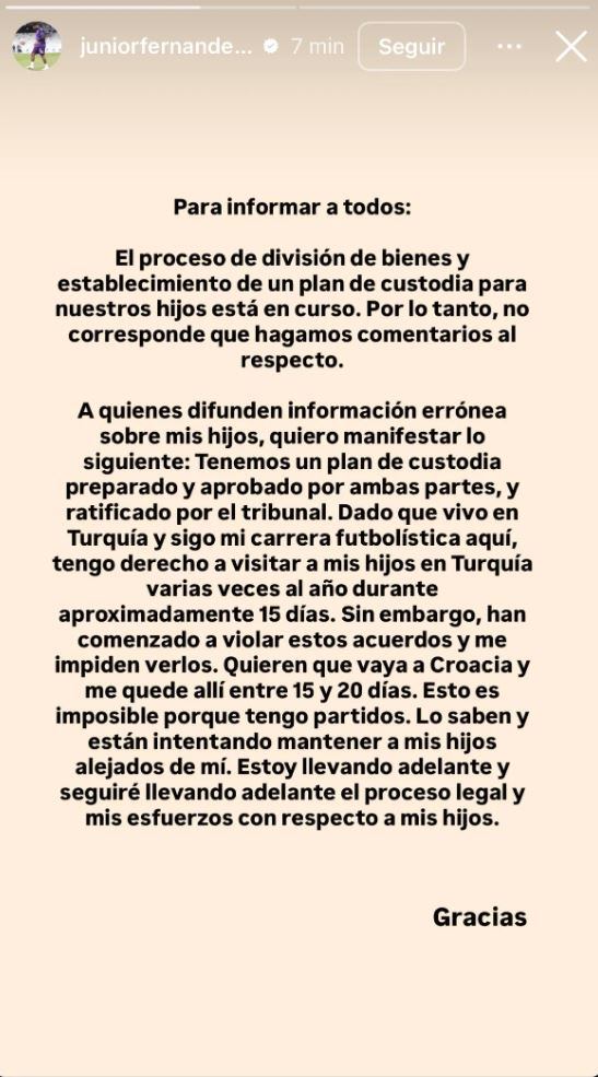 Junior Fernandes vía Instagram