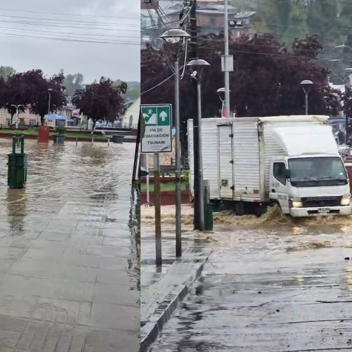 Sistema frontal en el sur de Chile causa estragos en Lota: reportan inundaciones y calles anegadas