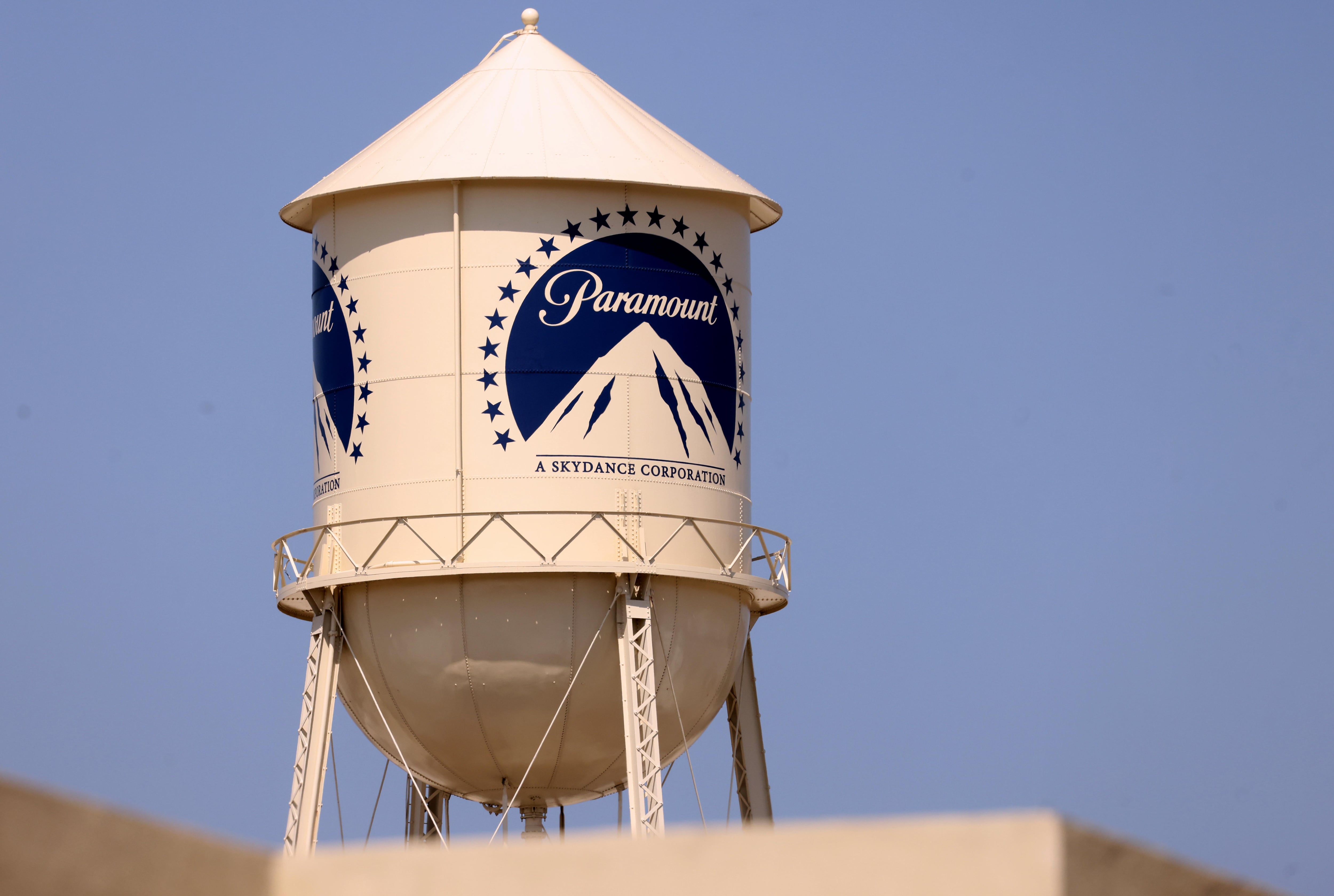 HOLLYWOOD, CA - SEPTEMBER 22, 2026 - - A water tower has the Paramount label on it at the Paramount Studios in Hollywood on September 22, 2026. On Monday, California  Atty. General Rob Bonta, and a 12-state coalition, announced a major court-enforceable settlement with Paramount Skydance, resolving an antitrust lawsuit that had blocked the company's $111 billion merger with Warner Bros. Discovery. (Genaro Molina/Los Angeles Times via Getty Images)