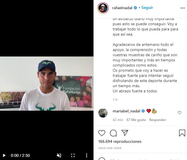 Rafael Nadal no jugará más este 2021