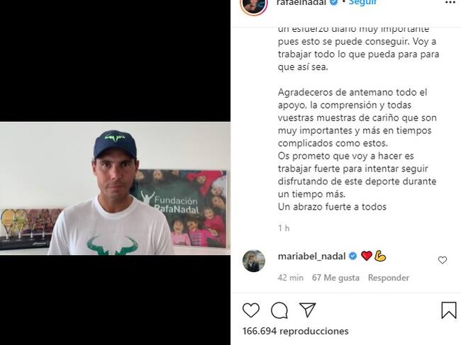 Rafael Nadal no jugará más este 2021