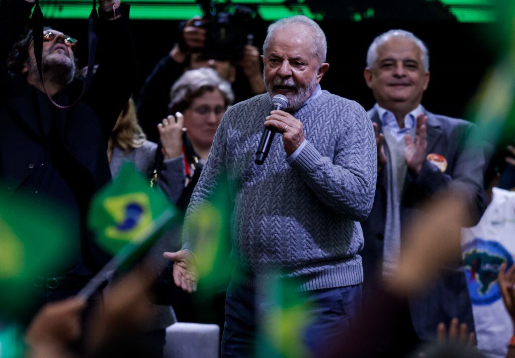 El candidato presidencial Luiz Inácio Lula Da Silva en un acto en Sao Paulo