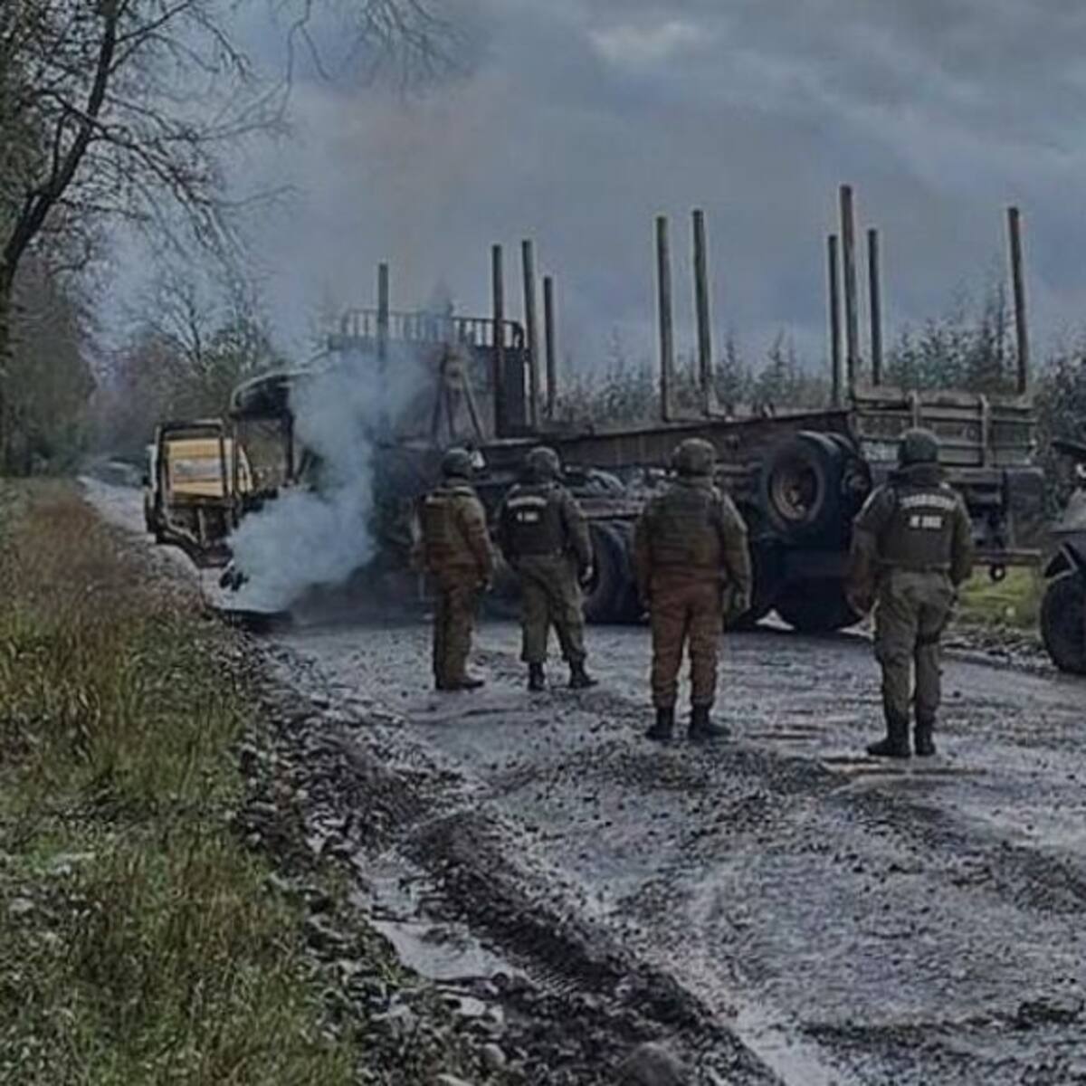 La Araucanía: desconocidos armados queman cuatro camiones forestales en Collipulli