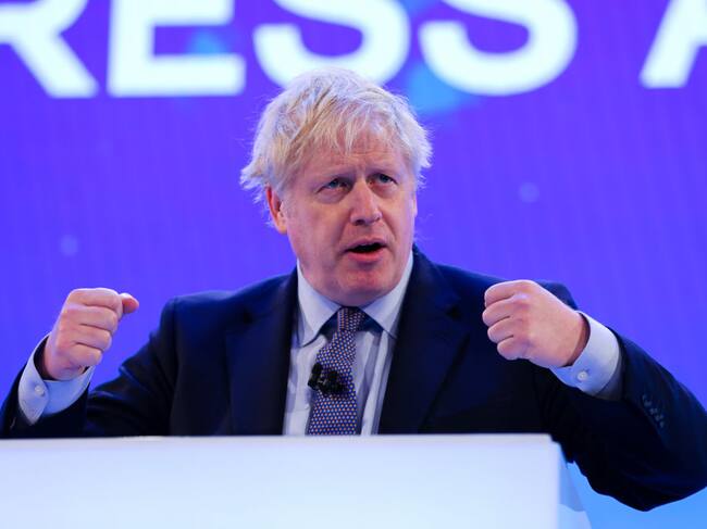 LONDON, UNITED KINGDOM - (ARCHIVE): A file photo dated on November 18, 2019 shows British Prime Minister Boris Johnson making a keynote speech at the annual CBI (Confederation of British Industry) conference at Intercontinental Hotel, Greenwich, in London, United Kingdom. British Prime Minister Boris Johnson tests positive for COVID-19. (Photo by Stringer/Anadolu Agency via Getty Images)