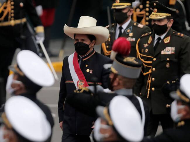 El presidente peruano Pedro Castillo durante una ceremonia oficial
