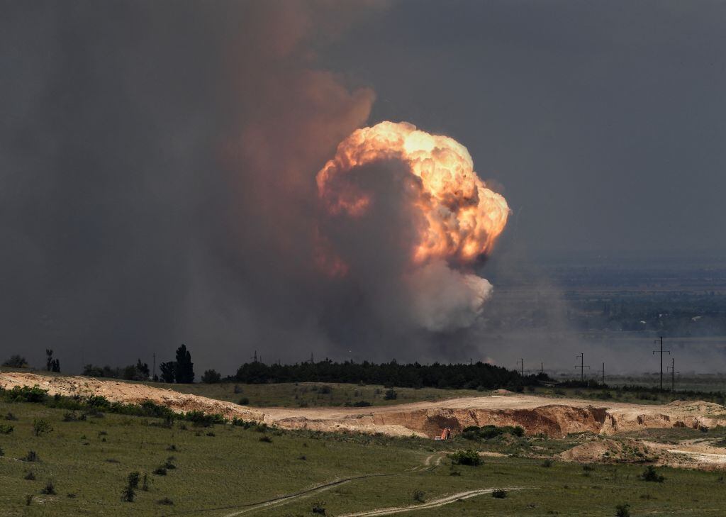 La explosión en Crimea provocado por el ataque de las fuerzas de Ucrania