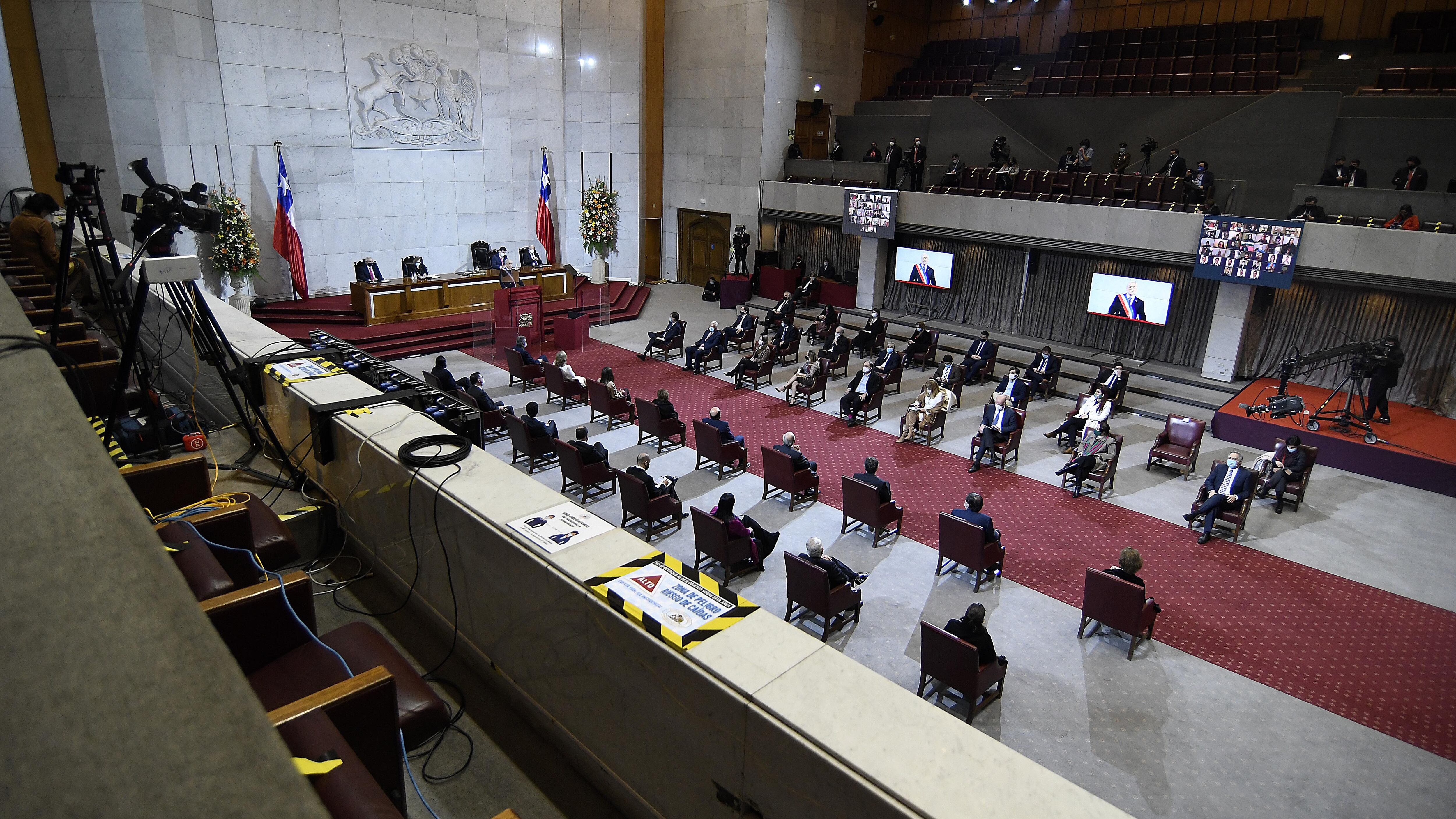 30 DE JULIO DE 2020/VALPARAISOLastribunas vacias miestras Sebastian Piñera tealiza la Cuenta Publica que el Presidente de la Republica rinde al pais en el Congreso Nacional.
FOTO: PABLO OVALLE ISASMENDI/AGENCIAUNO