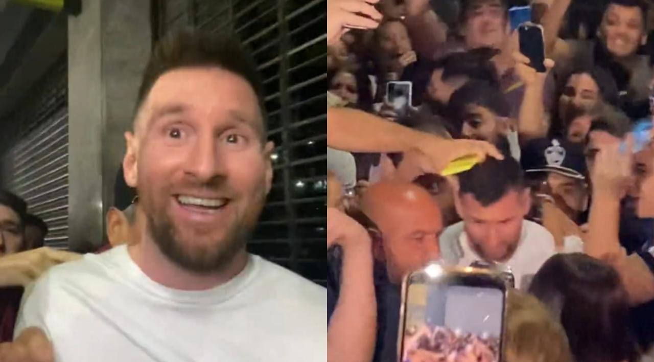 Lionel Messi desató la locura de una multitud de hinchas que lo esperaron afuera de un restaurante en Argentina