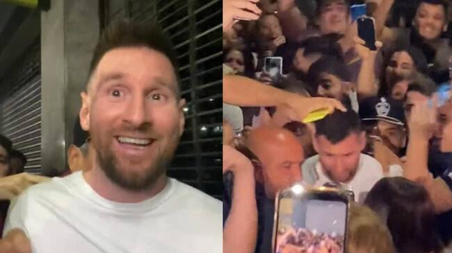 Lionel Messi desató la locura de una multitud de hinchas que lo esperaron afuera de un restaurante en Argentina