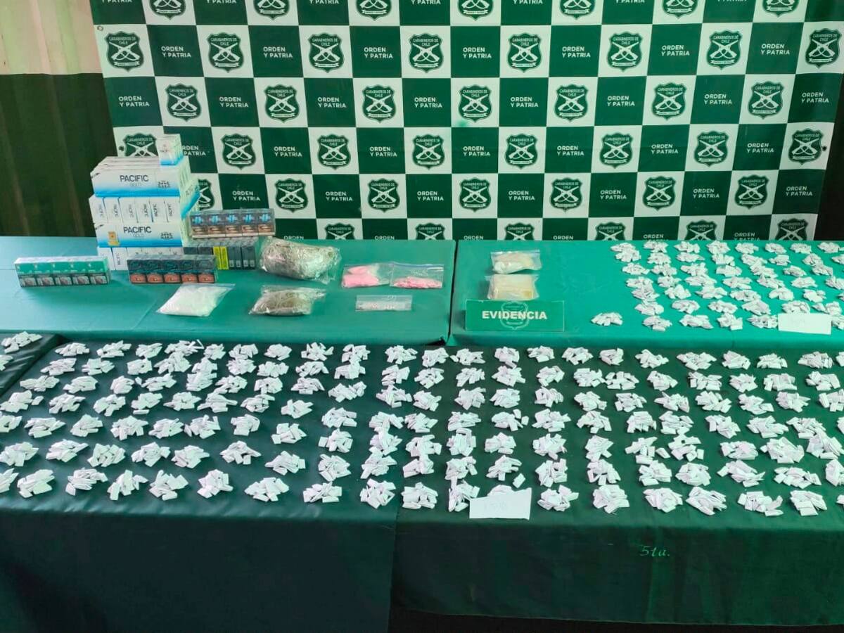 Operativo antidrogas en Conchalí deja dos detenidos: se incautó pasta base, marihuana y ketamina