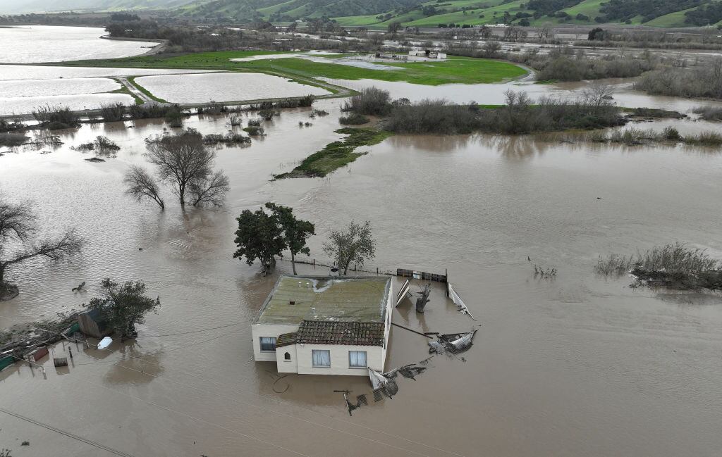 Vista aérea de zonas inundadas en el Estado de California en EEUU
