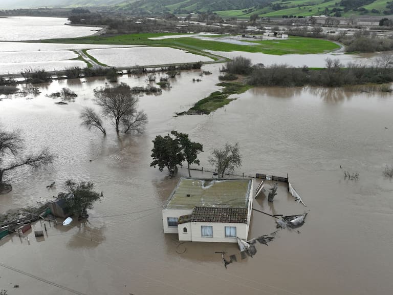 Vista aérea de zonas inundadas en el Estado de California en EEUU