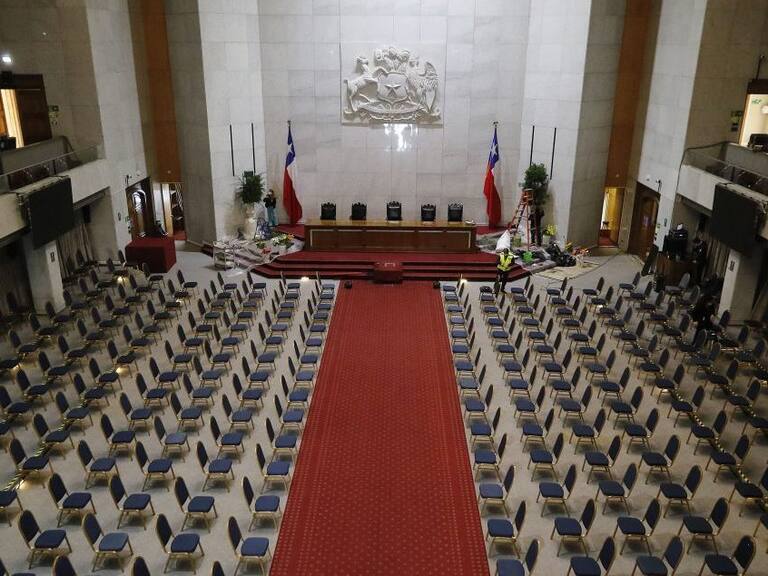 31 DE MAYO DE 2022/VALPARAISOVista general del Salón Plenario del Congreso Nacional, en medio de los preparativos para la Cuenta Pública Presidencial del miércoles 1 de junio próximo.
FOTO: LEONARDO RUBILAR CHANDIA/AGENCIAUNO
