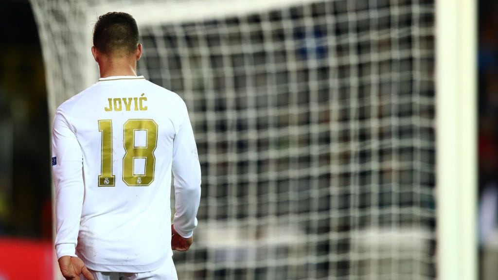 BRUGGE, BELGIUM - DECEMBER 11: Luka Jovic of Real Madrid looks dejected after being substituted during the UEFA Champions League group A match between Club Brugge KV and Real Madrid at Jan Breydel Stadium on December 11, 2019 in Brugge, Belgium. (Photo by Dean Mouhtaropoulos/Getty Images)
