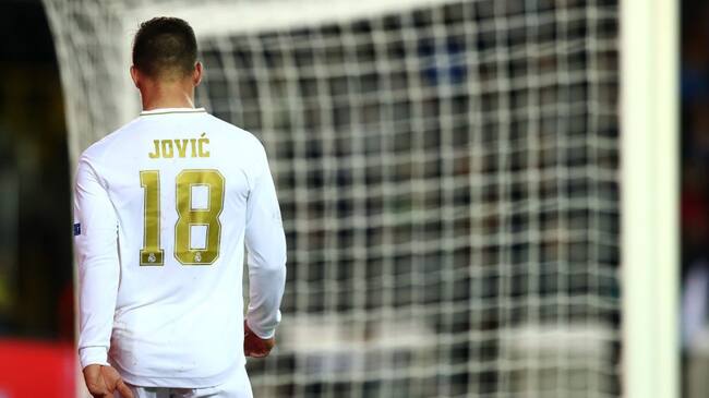 BRUGGE, BELGIUM - DECEMBER 11: Luka Jovic of Real Madrid looks dejected after being substituted during the UEFA Champions League group A match between Club Brugge KV and Real Madrid at Jan Breydel Stadium on December 11, 2019 in Brugge, Belgium. (Photo by Dean Mouhtaropoulos/Getty Images)