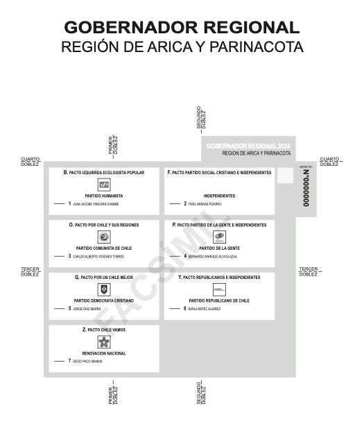 Facsímil electoral de la Región de Arica y Parinacota | Gobernadores