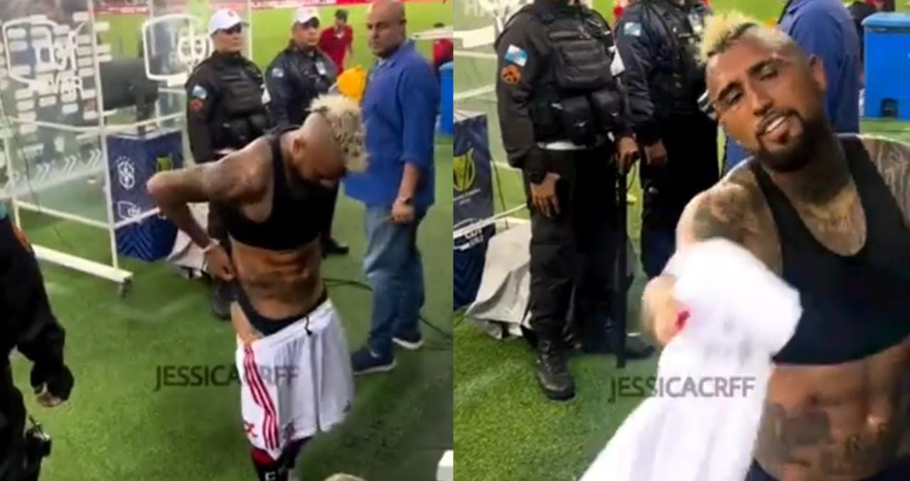 Arturo Vidal se robó las miradas tras victoria de Flamengo: quedó en calzoncillos al regalar su indumentaria