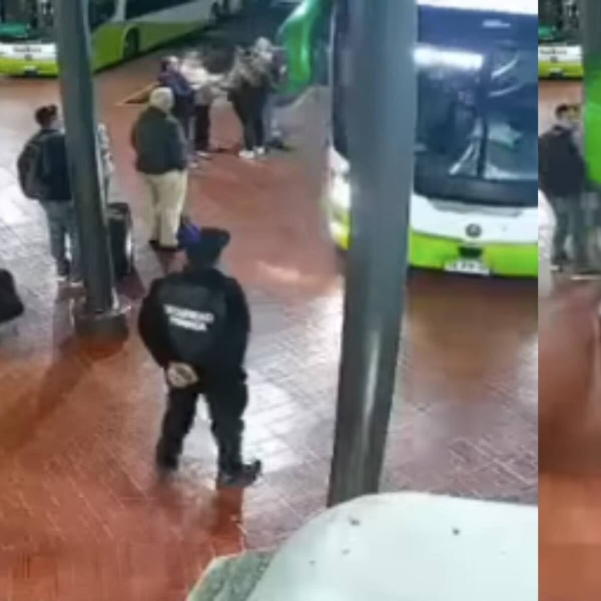 Bus choca con pilar en Terminal de Los Ángeles: cámaras captaron el momento del impacto