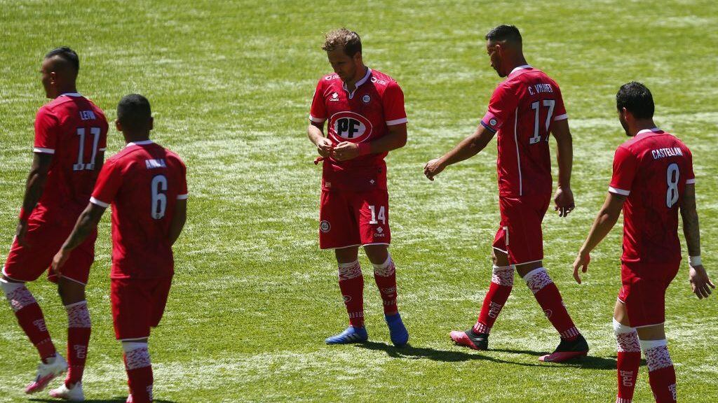20 DE OCTUBRE DE 2020/VALPARAISOJugadores de Union La Calera, durante el partido valido por la fecha 16 del Campeonato Nacional AFP PlanVital 2020, entre Union La Calera y Huachipato, disputado en el Estadio Nicolas Chahuan Nazar.
FOTO: LEONARDO RUBILAR CHANDIA/AGENCIAUNO