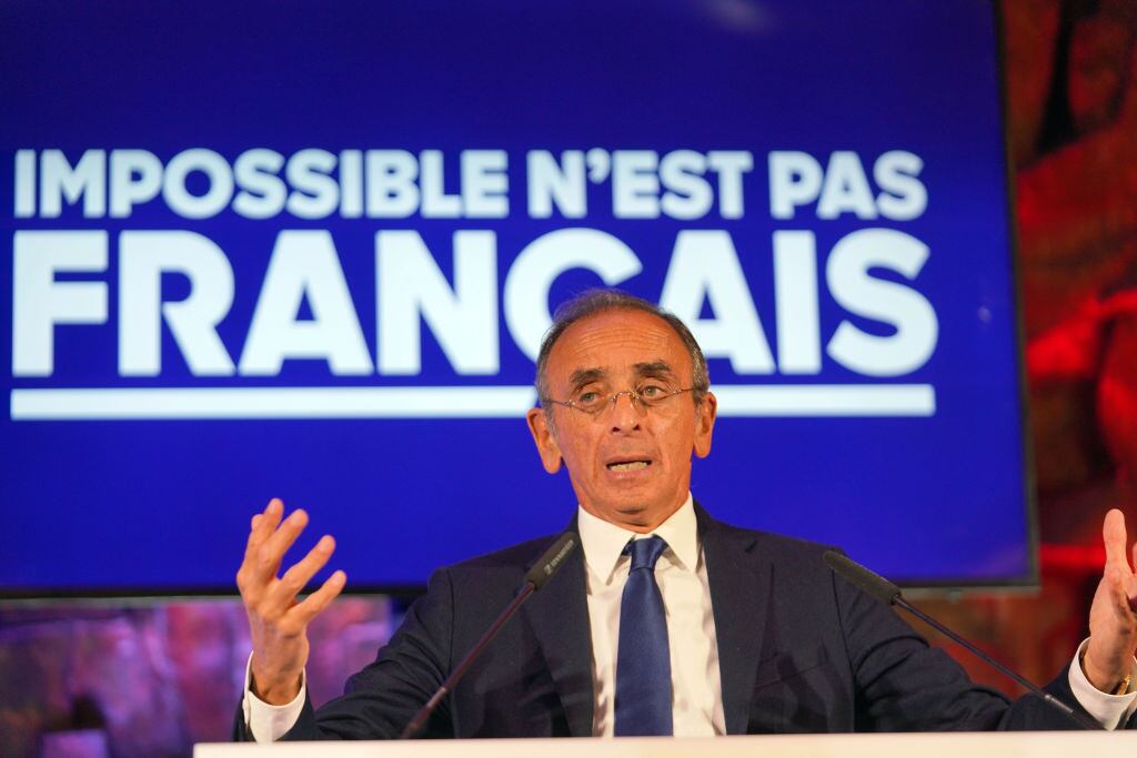 El candidato ultraderechista francés Éric Zemmour en un acto de campaña