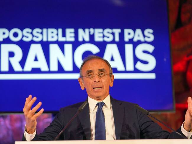 El candidato ultraderechista francés Éric Zemmour en un acto de campaña